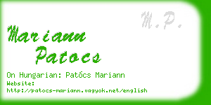 mariann patocs business card
